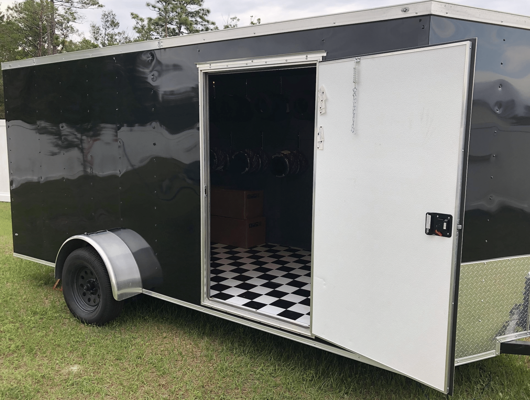 The enclosed Witz Wheel service trailer.